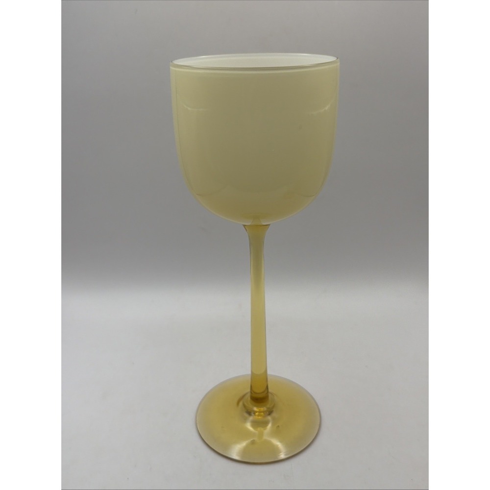 Carlo Moretti Wine Glass Murano Glass Amber White Cased Tall Goblet 9" 10 oz VTG